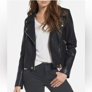 BlankNYC Life Changer Moto Jacket Faux Leather Black Size Small